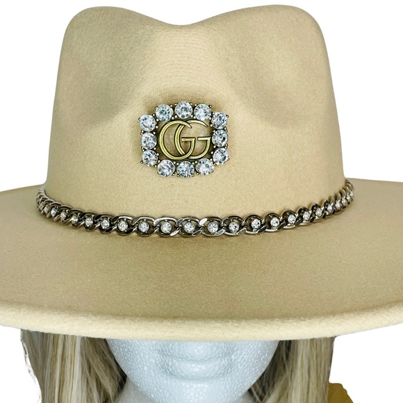 CUSTOM MADE: “Step Aside Darling, GG’s Here!” Camel and Diamond Big Wide Brim - Picture 4 of 9
